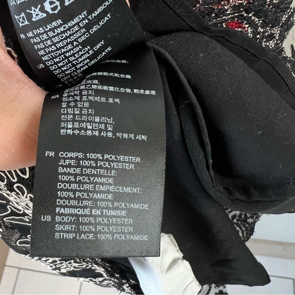 NWOT Sandro Isobel Lace Mini Dress Red Black New Designer Women’s Small - Picture 9 of 12